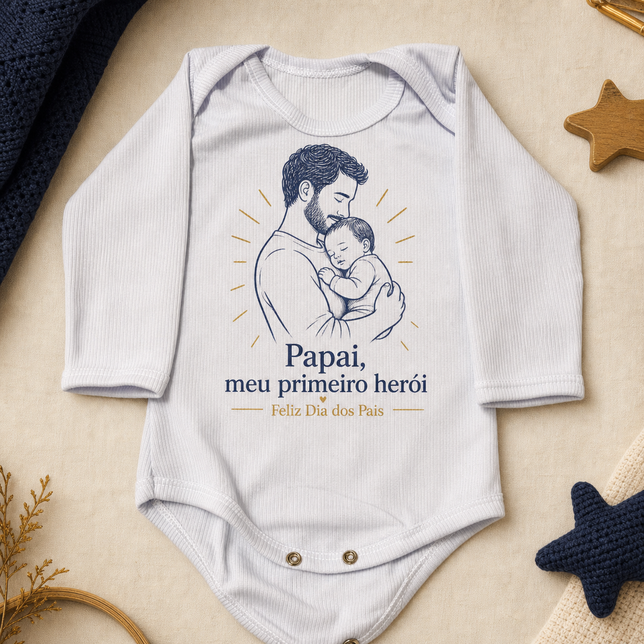Body de bebê Papai, meu primeiro herói