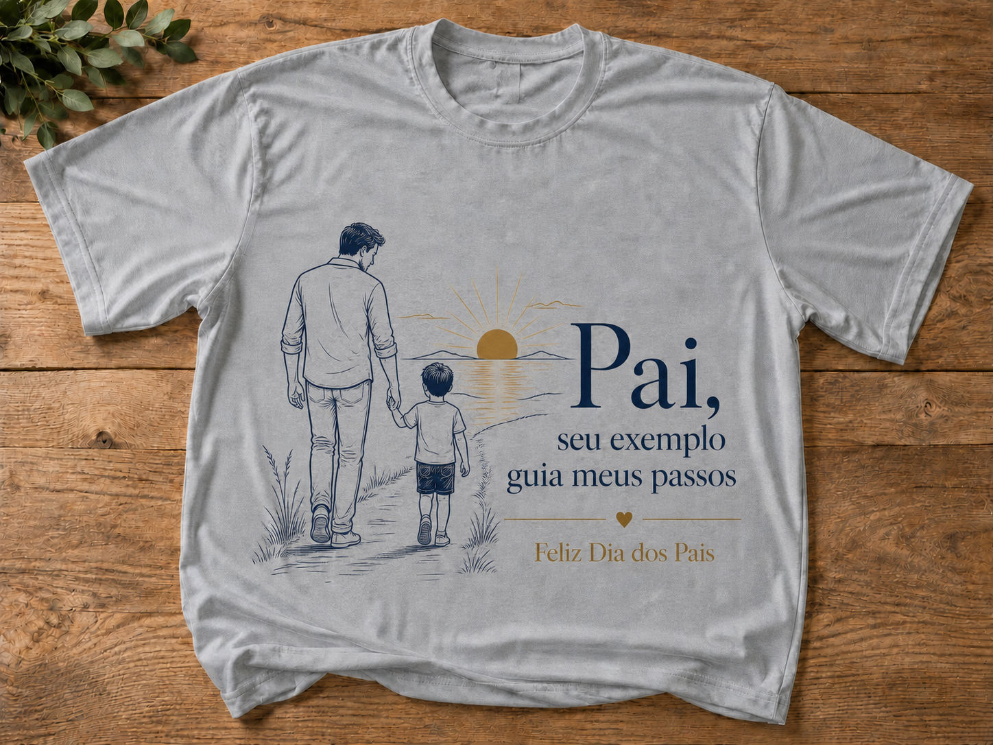 Camiseta cinza Pai, seu exemplo guia meus passos